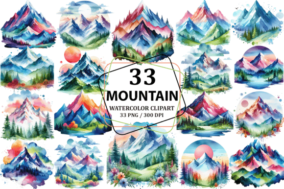 Download Watercolor Mountain Clipart Sublimation - Mountain clipart Collection