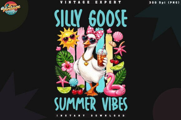 Download Silly Goose Summer Vibes Retro Beach PNG - Retro beach Collection
