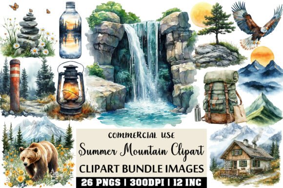 Download Watercolor Summer Mountain Clipart - Mountain clipart Collection
