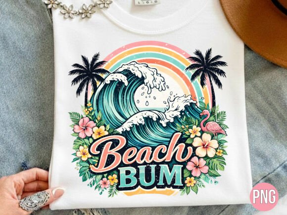 Download Retro Beach Bum Summer Wave Flamingo PNG - Retro beach Collection