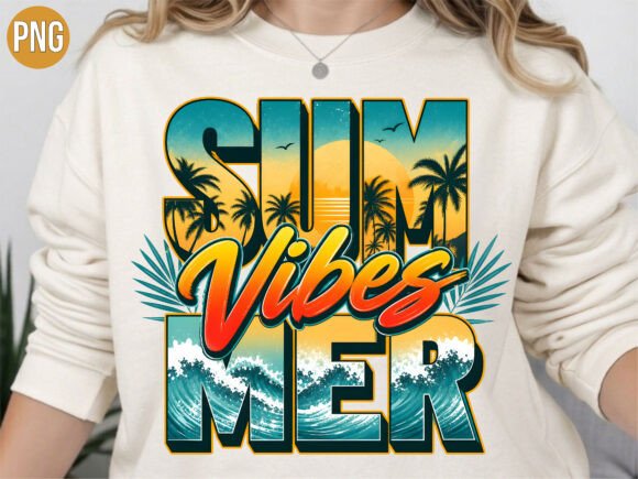 Download Retro Beach Summer Vibes PNG T-Shirt - Retro beach Collection